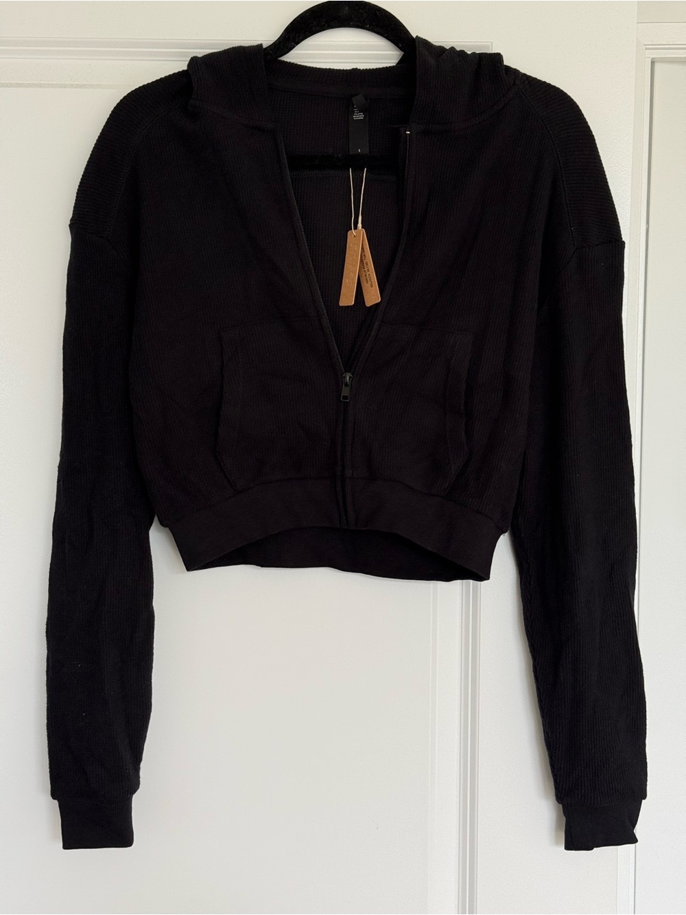 Skims Waffle Cropped Hoodie